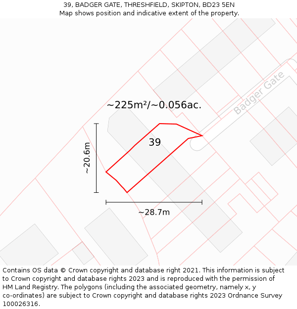 39, BADGER GATE, THRESHFIELD, SKIPTON, BD23 5EN: Plot and title map