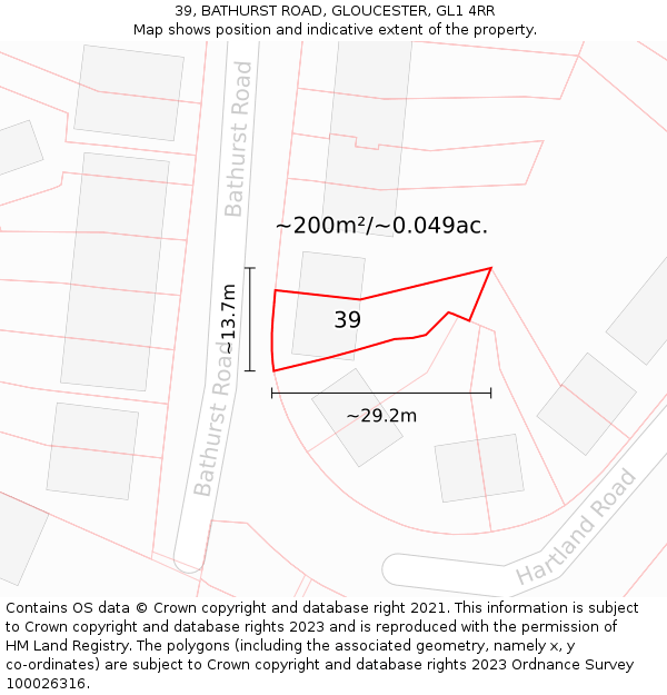 39, BATHURST ROAD, GLOUCESTER, GL1 4RR: Plot and title map