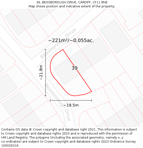 39, BESSBOROUGH DRIVE, CARDIFF, CF11 8NE: Plot and title map