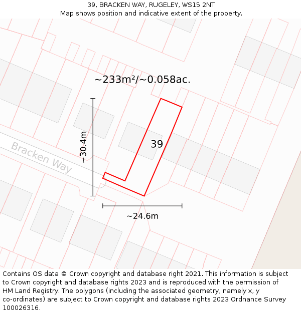 39, BRACKEN WAY, RUGELEY, WS15 2NT: Plot and title map