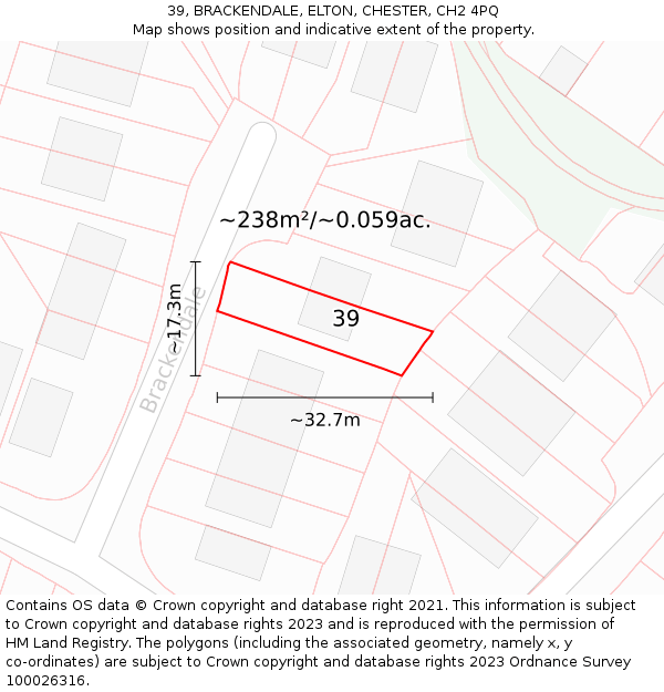 39, BRACKENDALE, ELTON, CHESTER, CH2 4PQ: Plot and title map