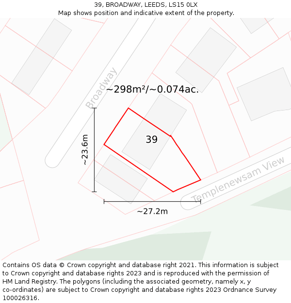 39, BROADWAY, LEEDS, LS15 0LX: Plot and title map