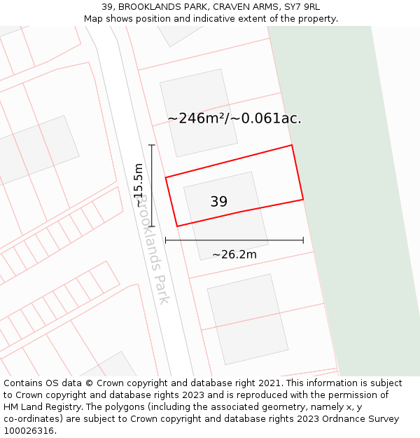 39, BROOKLANDS PARK, CRAVEN ARMS, SY7 9RL: Plot and title map
