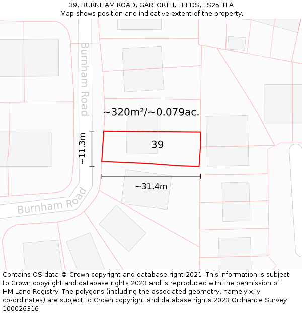 39, BURNHAM ROAD, GARFORTH, LEEDS, LS25 1LA: Plot and title map