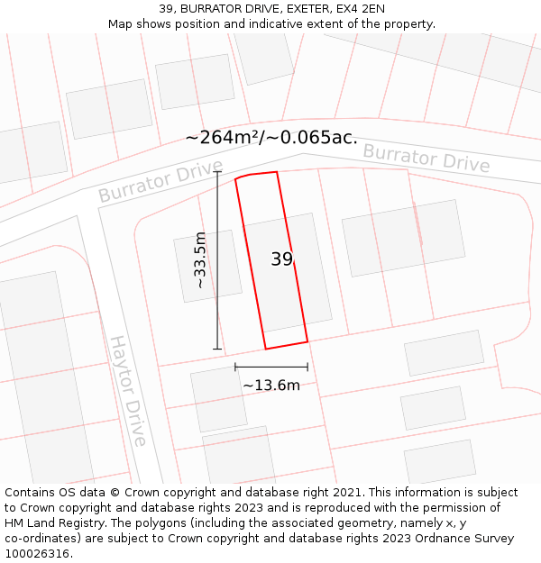 39, BURRATOR DRIVE, EXETER, EX4 2EN: Plot and title map