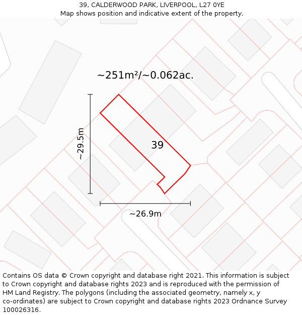 39, CALDERWOOD PARK, LIVERPOOL, L27 0YE: Plot and title map