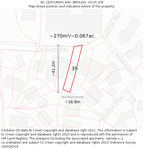 39, CENTURION WAY, BROUGH, HU15 1DF: Plot and title map