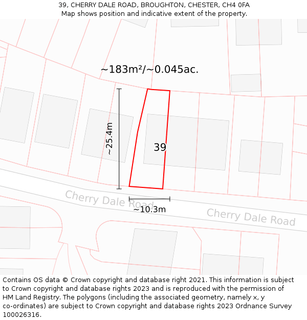 39, CHERRY DALE ROAD, BROUGHTON, CHESTER, CH4 0FA: Plot and title map
