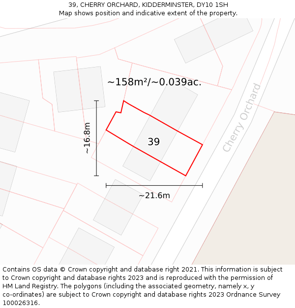 39, CHERRY ORCHARD, KIDDERMINSTER, DY10 1SH: Plot and title map