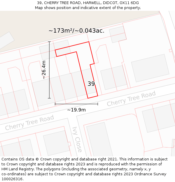 39, CHERRY TREE ROAD, HARWELL, DIDCOT, OX11 6DG: Plot and title map