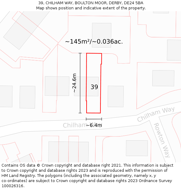 39, CHILHAM WAY, BOULTON MOOR, DERBY, DE24 5BA: Plot and title map