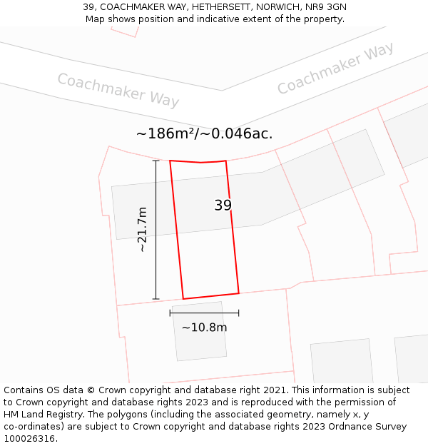 39, COACHMAKER WAY, HETHERSETT, NORWICH, NR9 3GN: Plot and title map