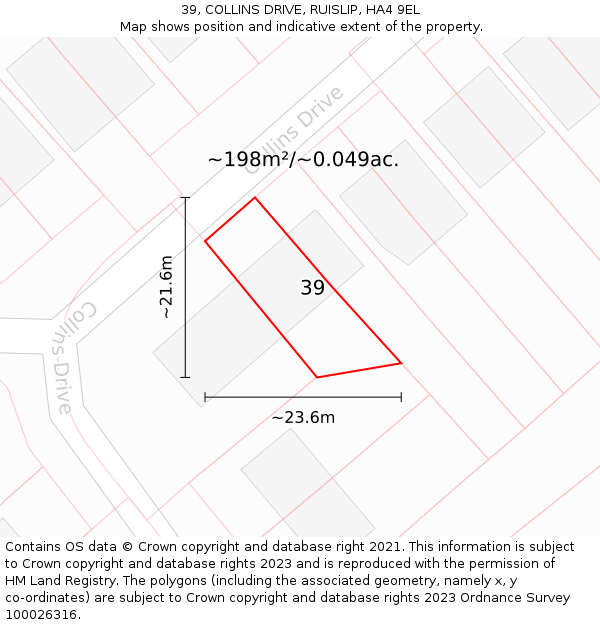 39, COLLINS DRIVE, RUISLIP, HA4 9EL: Plot and title map