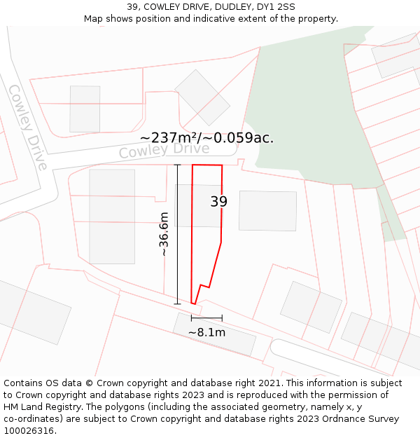 39, COWLEY DRIVE, DUDLEY, DY1 2SS: Plot and title map
