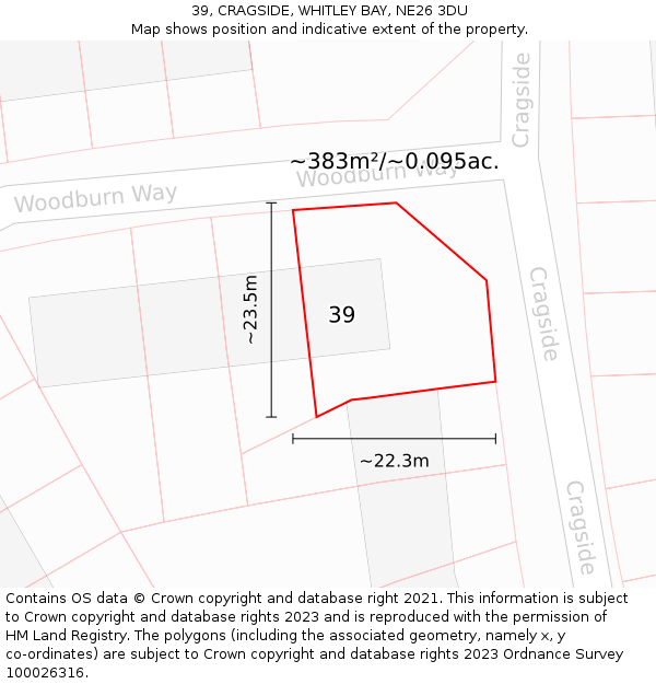 39, CRAGSIDE, WHITLEY BAY, NE26 3DU: Plot and title map