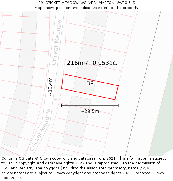 39, CRICKET MEADOW, WOLVERHAMPTON, WV10 6LS: Plot and title map