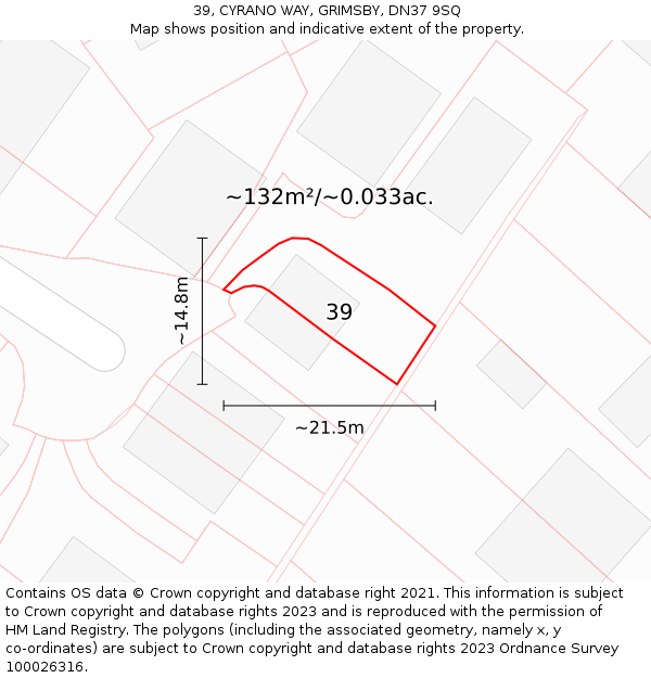 39, CYRANO WAY, GRIMSBY, DN37 9SQ: Plot and title map