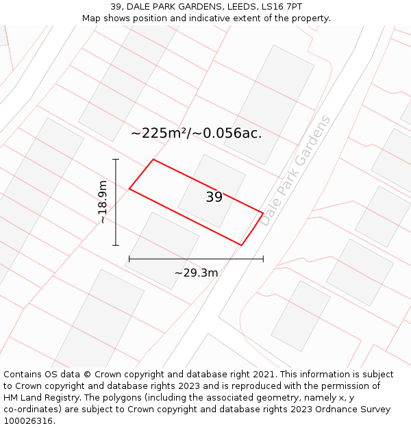 39, DALE PARK GARDENS, LEEDS, LS16 7PT: Plot and title map