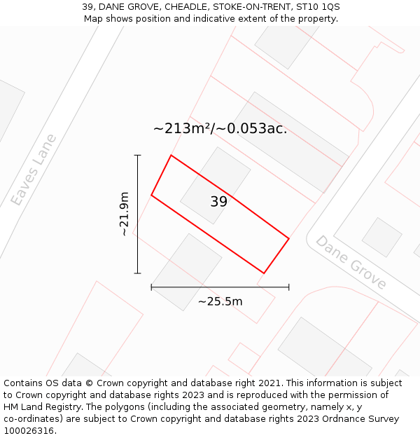 39, DANE GROVE, CHEADLE, STOKE-ON-TRENT, ST10 1QS: Plot and title map