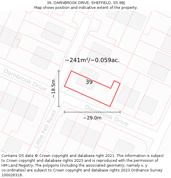 39, DARNBROOK DRIVE, SHEFFIELD, S5 9BJ: Plot and title map