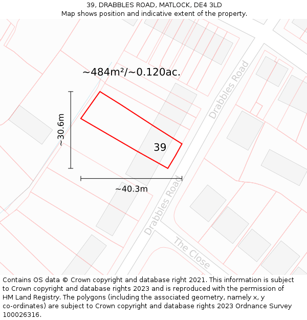 39, DRABBLES ROAD, MATLOCK, DE4 3LD: Plot and title map