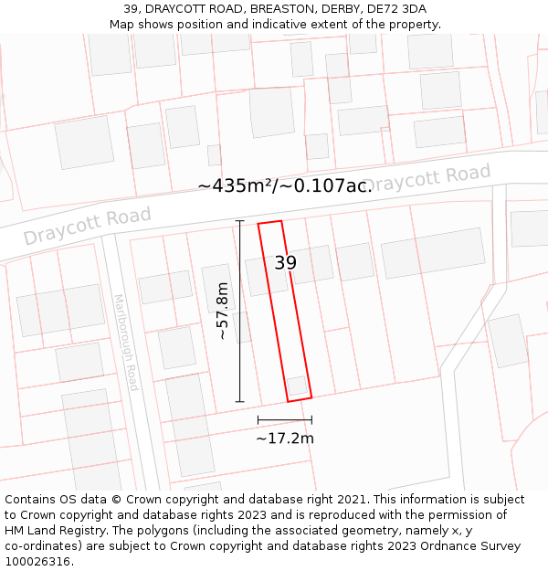 39, DRAYCOTT ROAD, BREASTON, DERBY, DE72 3DA: Plot and title map