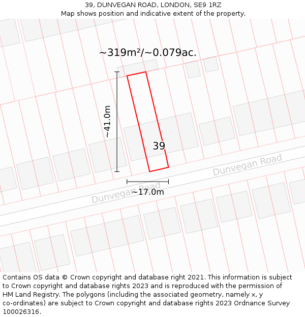 39, DUNVEGAN ROAD, LONDON, SE9 1RZ: Plot and title map