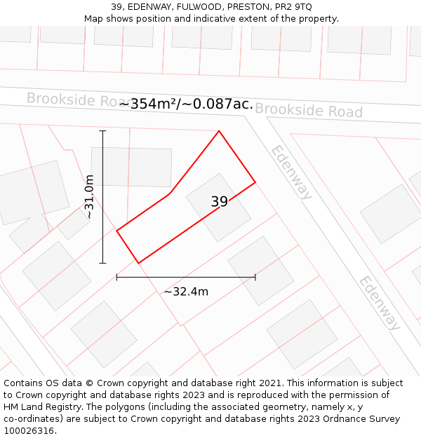39, EDENWAY, FULWOOD, PRESTON, PR2 9TQ: Plot and title map