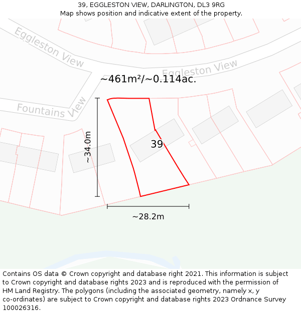 39, EGGLESTON VIEW, DARLINGTON, DL3 9RG: Plot and title map