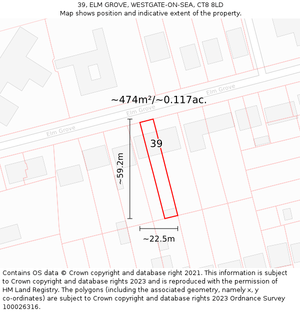 39, ELM GROVE, WESTGATE-ON-SEA, CT8 8LD: Plot and title map