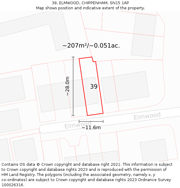 39, ELMWOOD, CHIPPENHAM, SN15 1AP: Plot and title map