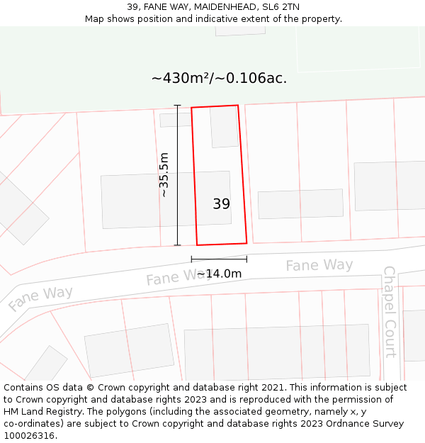 39, FANE WAY, MAIDENHEAD, SL6 2TN: Plot and title map