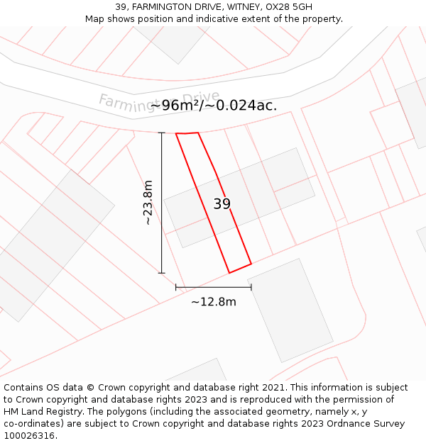 39, FARMINGTON DRIVE, WITNEY, OX28 5GH: Plot and title map