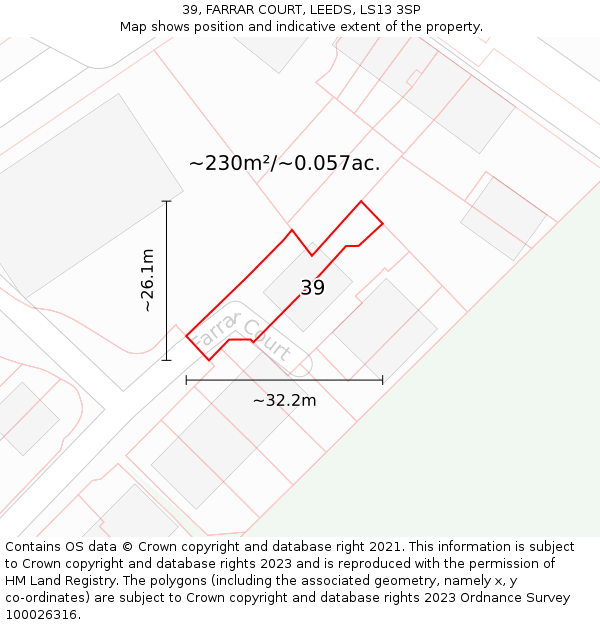 39, FARRAR COURT, LEEDS, LS13 3SP: Plot and title map