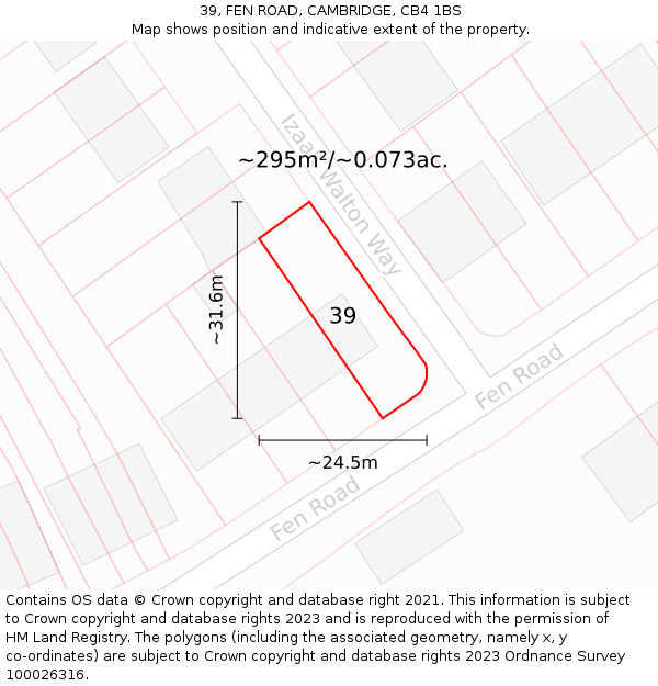 39, FEN ROAD, CAMBRIDGE, CB4 1BS: Plot and title map