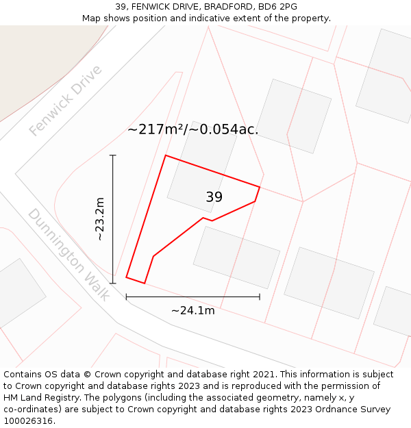 39, FENWICK DRIVE, BRADFORD, BD6 2PG: Plot and title map