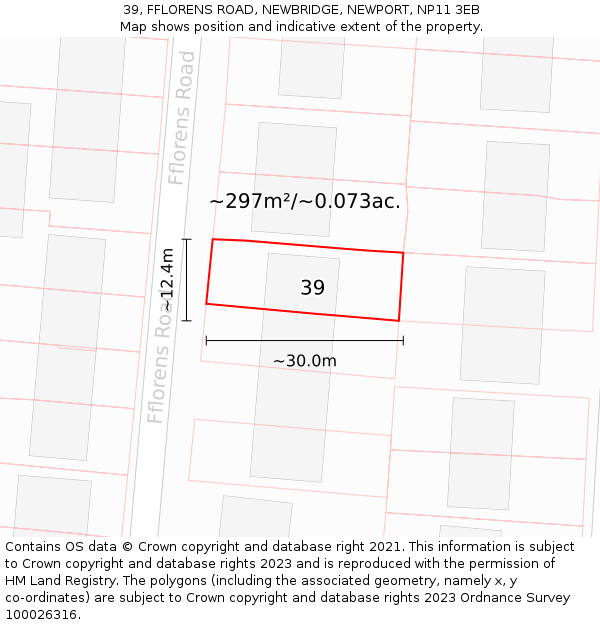 39, FFLORENS ROAD, NEWBRIDGE, NEWPORT, NP11 3EB: Plot and title map