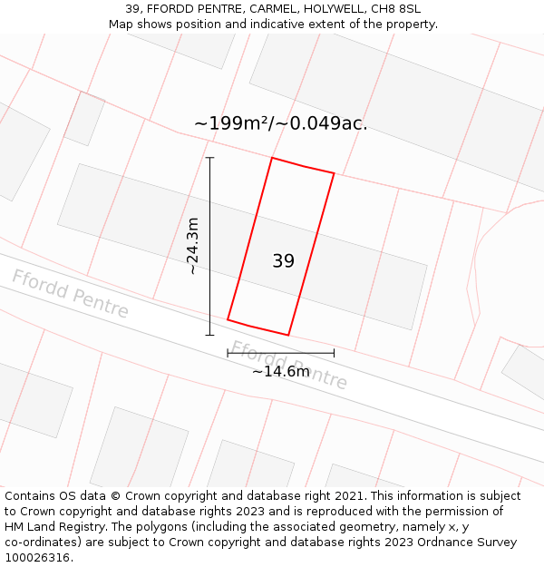 39, FFORDD PENTRE, CARMEL, HOLYWELL, CH8 8SL: Plot and title map