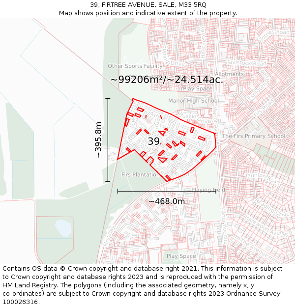 39, FIRTREE AVENUE, SALE, M33 5RQ: Plot and title map