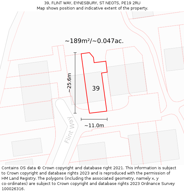 39, FLINT WAY, EYNESBURY, ST NEOTS, PE19 2RU: Plot and title map