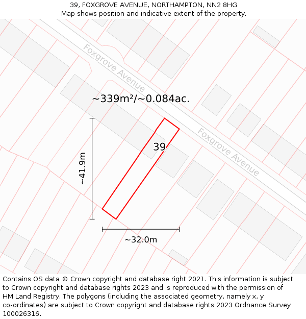 39, FOXGROVE AVENUE, NORTHAMPTON, NN2 8HG: Plot and title map