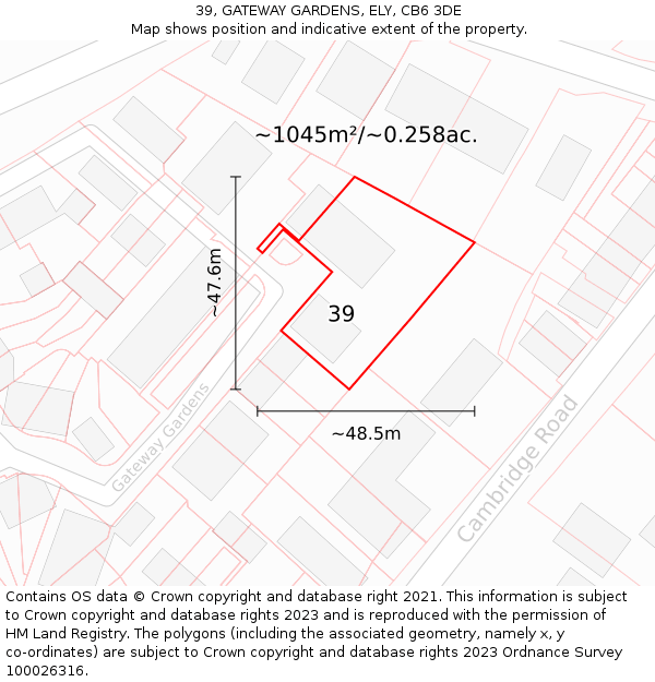 39, GATEWAY GARDENS, ELY, CB6 3DE: Plot and title map