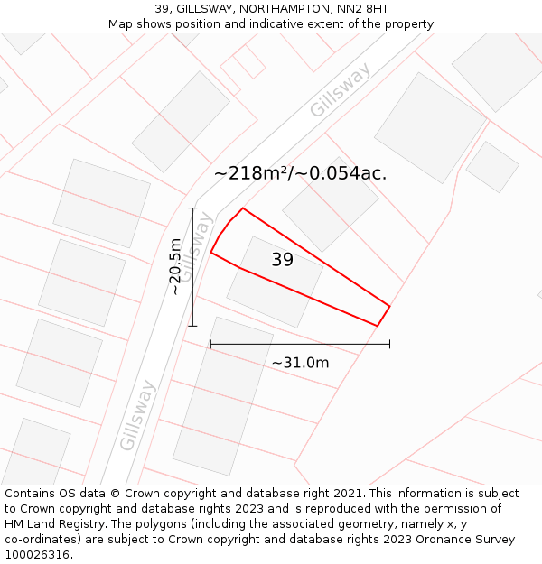 39, GILLSWAY, NORTHAMPTON, NN2 8HT: Plot and title map