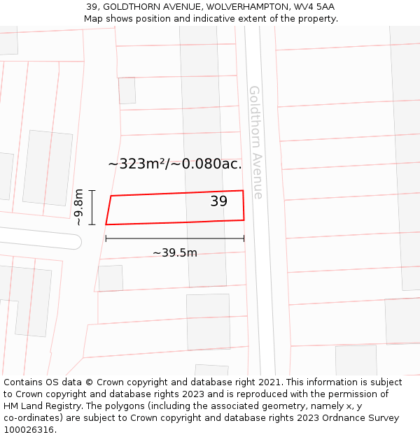 39, GOLDTHORN AVENUE, WOLVERHAMPTON, WV4 5AA: Plot and title map