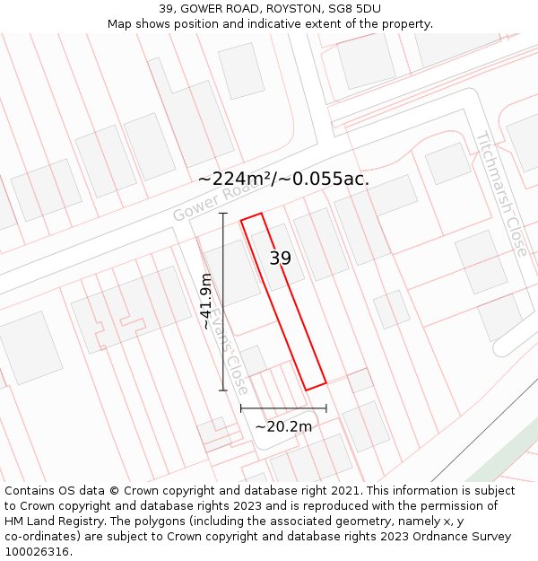 39, GOWER ROAD, ROYSTON, SG8 5DU: Plot and title map