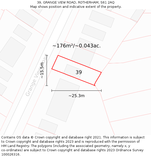 39, GRANGE VIEW ROAD, ROTHERHAM, S61 2AQ: Plot and title map