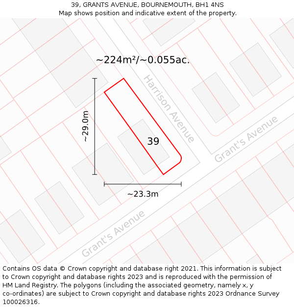 39, GRANTS AVENUE, BOURNEMOUTH, BH1 4NS: Plot and title map