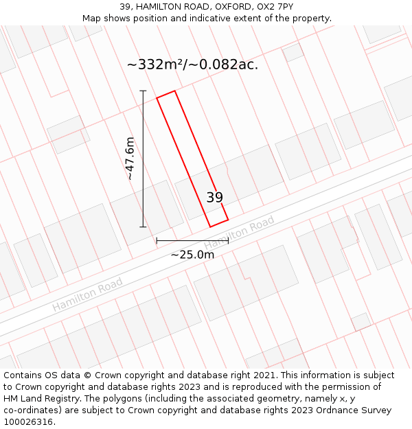 39, HAMILTON ROAD, OXFORD, OX2 7PY: Plot and title map