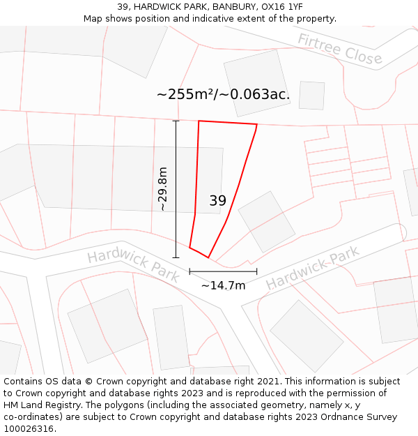 39, HARDWICK PARK, BANBURY, OX16 1YF: Plot and title map