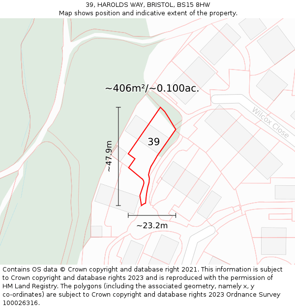 39, HAROLDS WAY, BRISTOL, BS15 8HW: Plot and title map